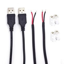 ELNONE 2PCS 20AWG USB Pigtail, 0.3M/1FT 2.0 Male Plug, 1 foot, Black 1FT picture