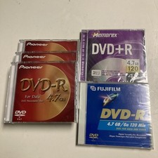 Lot of 5 120 Minute DVD R Blank discs 4.7GB Pioneer Memorex Fuji New Sealed picture