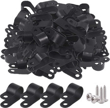 120Pcs 1/2 Inch Black Nylon Screw Mounting R-Type Cable Clip Wire Clamp picture
