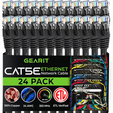 Gearit 24-Pack, Cat5E Ethernet Patch Cable 5 Feet - Snagless RJ45 Computer LAN N picture