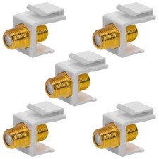 5 Pcs F Type Keystone Jack Coupler Coax Cable Connector Snap In RG6 RG59 White picture