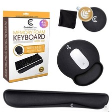 4pc Wrist Rests for Keyboard and Mouse Pad Set - Memory Foam Cushion, Black -... picture