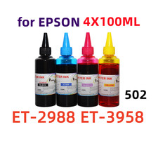 4X100ML Premium ink refills for ET 2988 ET-3958 Printer 502 picture