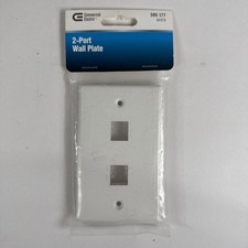 Commercial Electric 2-Port Wall Plate & Screws White 5002-WH 595-177 New (B2) picture