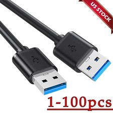 USB 3.0 A Male to A Male Cable Data Transfer Super Speed Power Charger Metal Lot picture