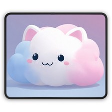 Kawaii Cloud Cat Gaming Mouse Pad | Cute Pastel Desk Mat picture