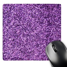 3dRose Purple Glitter 8x8in Mouse Pad Sparkly Glam Bling Fashion Trendy picture