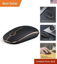 Ultra-Slim Black and Gold Wireless Mouse with Quiet Clicks and High Sensitivity picture