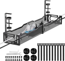 25IN under desk cable management tray metal wire cord organizer no drill mount picture