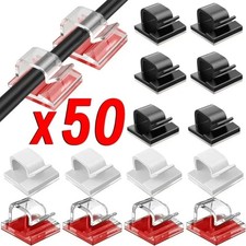 50Pcs Self Adhesive Cable Clips Cord Wire Management Holder Organizer Clamp picture