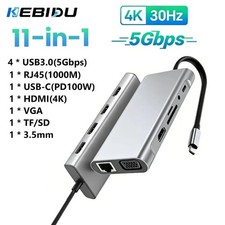 KEBIDUMEI 11-in-1 USB-C Docking Station 4K HDMI USB 3.0 5Gbps Gigabit Ethernet 1 picture