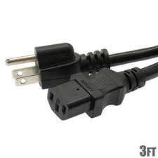 3ft 3-Conductor 14AWG NEMA 5-15P to IEC320 C13 PC Monitor AC Power Cord Cable picture