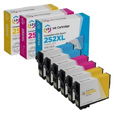 LD 6Pk Reman Cartridges for Epson Ink 252 XL WorkForce WF-3620 WF-3640 WF-7110 picture