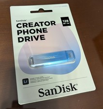 SANDISK -Creator Phone Drive 128GB USB Type C and Lightning connectors-Blue -NEW picture