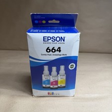 Epson 664 EcoTank Color Ink Cyan Magenta Yellow 3 Bottles Combo Pack Exp 02/2025 picture