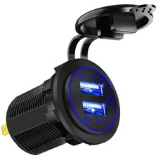 Dual USB Motorcycle Cigarette Lighter Socket Fast Charger Power Adapter W/Switch picture
