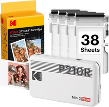 KODAK Mini 2 Retro 2X3 Portable Photo Printer, 4PASS, 38 Sheets, White | picture