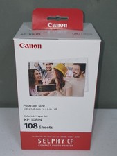 New Canon Selphy CP 4x6 Color Ink Paper Set KP-108IN 108 Sheets 3 Ink Cart picture