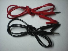 2 pcs Red Black Alligator Clip to Banana Plug Silicone Cable High Voltage 1m New picture