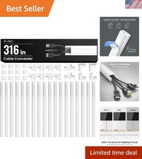 Stylish and Safe Cable Hider Wall System - 20 Self-Adhesive White Raceways picture