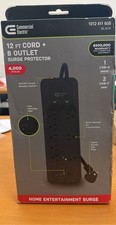 Commercial Electric 8-Outlet Surge Protector 12ft Cord USB-A USB-C Black picture