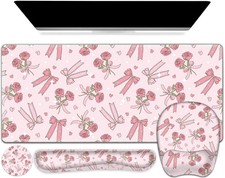 Pink Pad with Wrist 4 in1 Set, XXL Big Game Mousepad + Keyboard Wrist Rest + ... picture