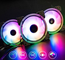 3-Pack Needmax 120mm RGB LED PC Computer Case Cooling Fan 12V 6-Pin picture