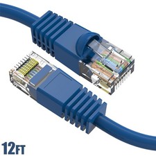 12FT Cat6 RJ45 Ethernet LAN Network UTP Patch Cable Snagless Gold 24AWG Blue picture