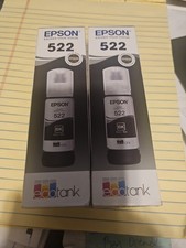 NEW 2-pack of Genuine Epson 522 Black EcoTank Ink Bottles picture