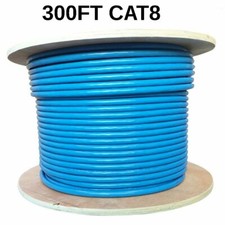 300FT CAT8 40Gbps 23AWG Network LAN Ethernet S/FTP Cable Spool Solid Wire Blue picture