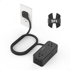 Tessan Flat Plug Extension Cord 5 Ft Surge Protector Power Strip 4 Ac Outlets 1 picture