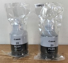 NEW Set Pair 2 Canon 20 PGBK PIXMA Black Printer Ink Bottles SEALED picture