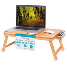 Bamboo Laptop Bed Tray (Natural)| Multi-Position Adjustable Surface | Pull Do... picture