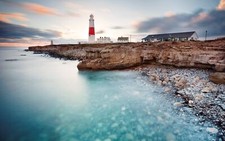 Landscape sea cliff portland calm coast motion blur Custom Gaming Mat Desk picture