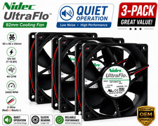 Nidec 92mm Quiet Cooling Fan 92x92x25mm DC 12V (7-13.8V) 40 CFM 2400 RPM 3-Pack picture