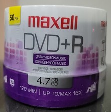Maxell DVD+R 50pk 4.7 GB 4X 120 Min Spindle Brand New Sealed picture