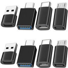 USB to USB C Adapter 8-Pack, Type-C Female to USB Male Converter Set picture