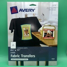 NEW Avery Dennison 3279 Fabric Transfer Paper, 5 Sheets,Dark Inkjet 8 1/2”x11” picture