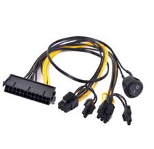 ATX 24 Pin to 2 Port PCIe 6+2 Pin 8 Pin 6Pin Power Cable + On Off Switch DZ tbh picture