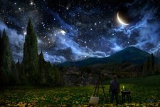 Landscape vincent van gogh the starry night crescent Custom Gaming Mat Desk picture