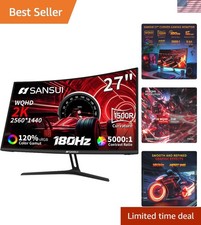 SANSUI 27 Inch WQHD 2560X1440 Curved Gaming Monitor, 180Hz MPRT 1ms Computer... picture