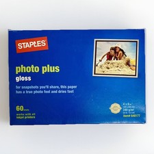 NEW Staples 60 Sheet Photo Plus Gloss Paper- Lot Of 10 4” x 6” Sealed picture