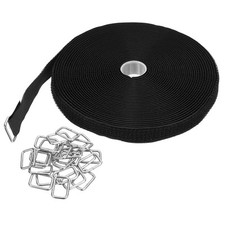 Hook and Loop Straps 0.8 in x 33 Ft with 50pcs Metal Buckle Black picture