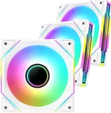 3 Pack 120 MM Forward Blade Infinity Mirror Design Fans In the Color White picture