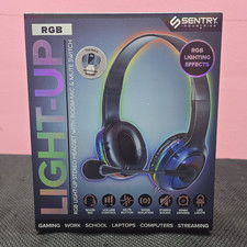 Sentry Industries Light-Up RGB LED Stereo Headset Boom Mic Mute/Volume 3.5mm+USB picture