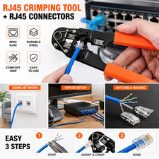 RJ45 Crimper Tool Kit with 100 RJ45 Connectors 8P8C Ethernet Cable Crimp Tool picture