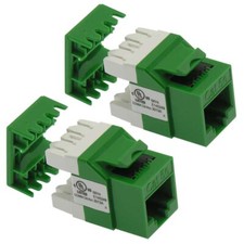 2x CAT5E RJ45 Network LAN Ethernet 180 Degree Keystone Jack 110 Type 8P8C Green picture