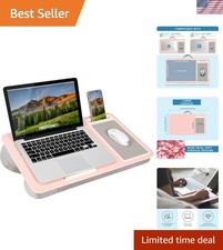 Spacious Blush Pink Lap Desk with Mouse Pad & Phone Slot – Fits 15.6