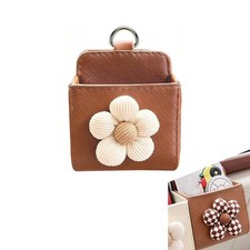 Car Vent Flower Design Storage Organizer, Leather Vent Hanging Pouch, Stylish... picture