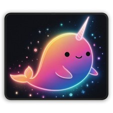 Neon Narwhal Gaming Mouse Pad | Cute Rainbow Narwhal Space Art picture